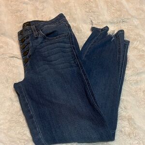 High-Rise Dark Blue Women's Button-Fly Jeans